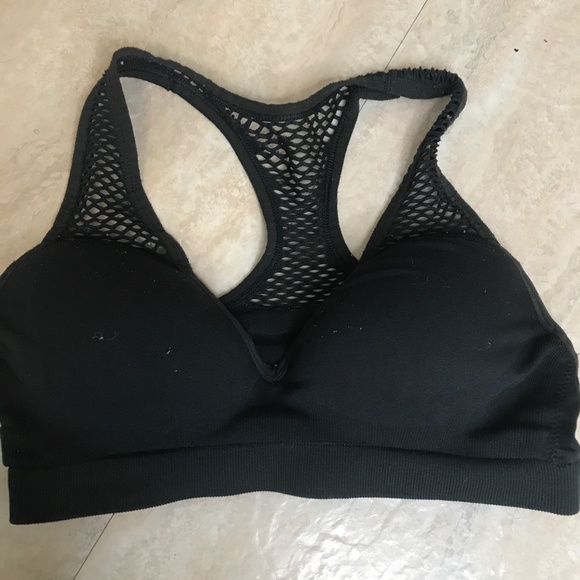Victorias Secret PINK Sports Bra Size Small Black Fishnet Padded Cups Rave Psy - Picture 9 of 13